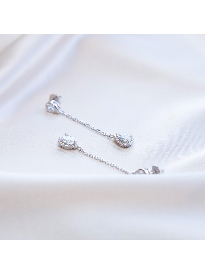 IBB cubic zirconia teardrop earrings 50mm, UK version