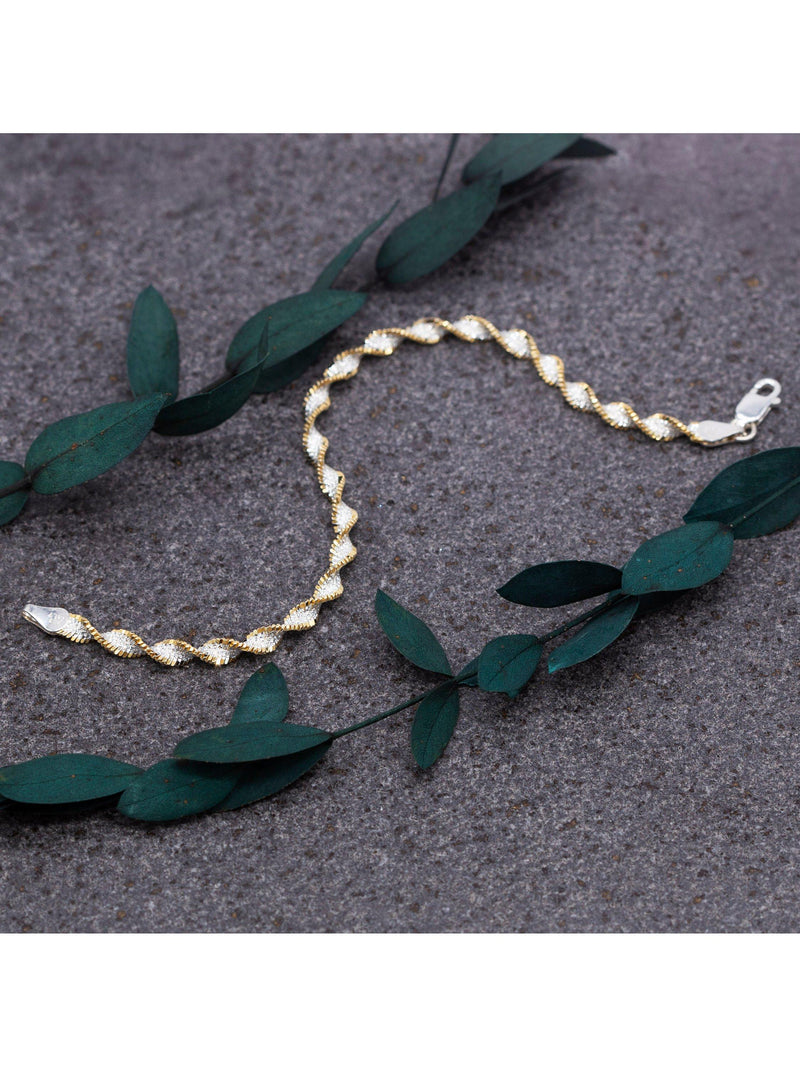 IBB two tone twisted herringbone bracelet sterling silver, UK version