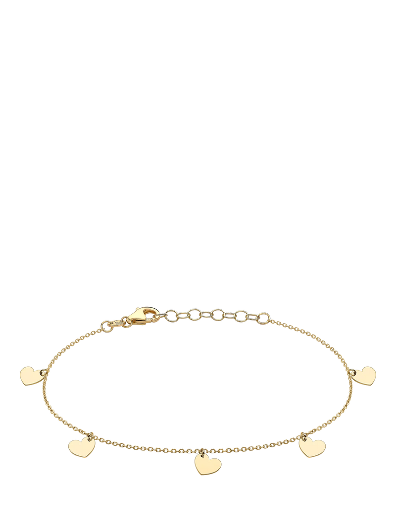 IBB 9ct yellow gold heart charm bracelet, UK version