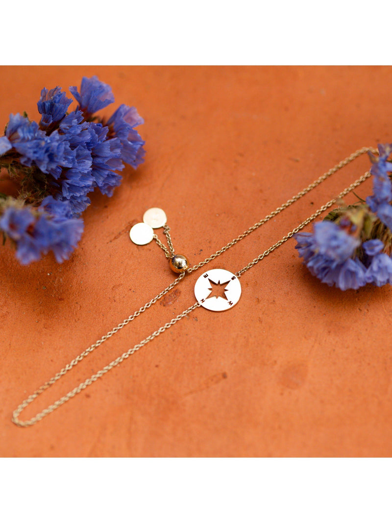 IBB 9ct yellow gold compass charm bracelet (British brand)