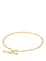 John Lewis IBB 9ct Yellow Gold T-Bar Figaro Albert Bracelet 19cm- Buy online at McGrocer