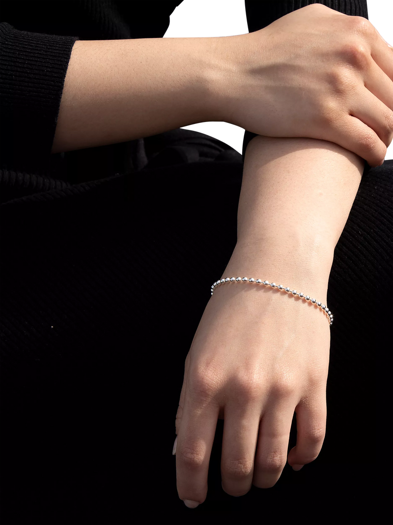 IBB sterling silver ball chain bracelet with lobster claw, silver (British brand)