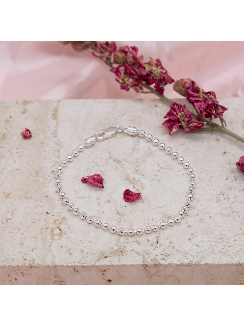 IBB sterling silver ball chain bracelet with lobster claw, silver (British brand)