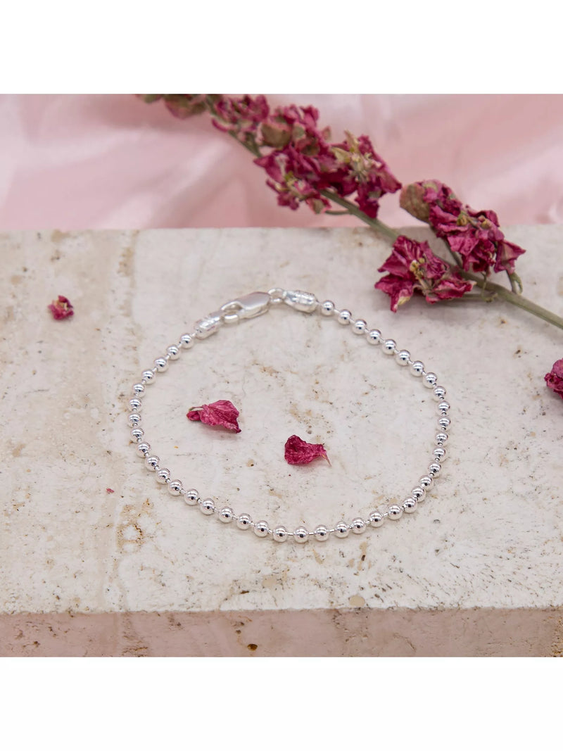 IBB sterling silver ball chain bracelet with lobster claw, silver (British brand)