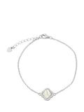 IBB Mother of Pearl Clover Bracelet rhodium plated sterling silver - British product