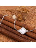 IBB Mother of Pearl Clover Bracelet rhodium plated sterling silver - British product