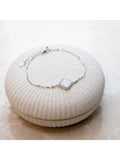 IBB Mother of Pearl Clover Bracelet rhodium plated sterling silver - British product
