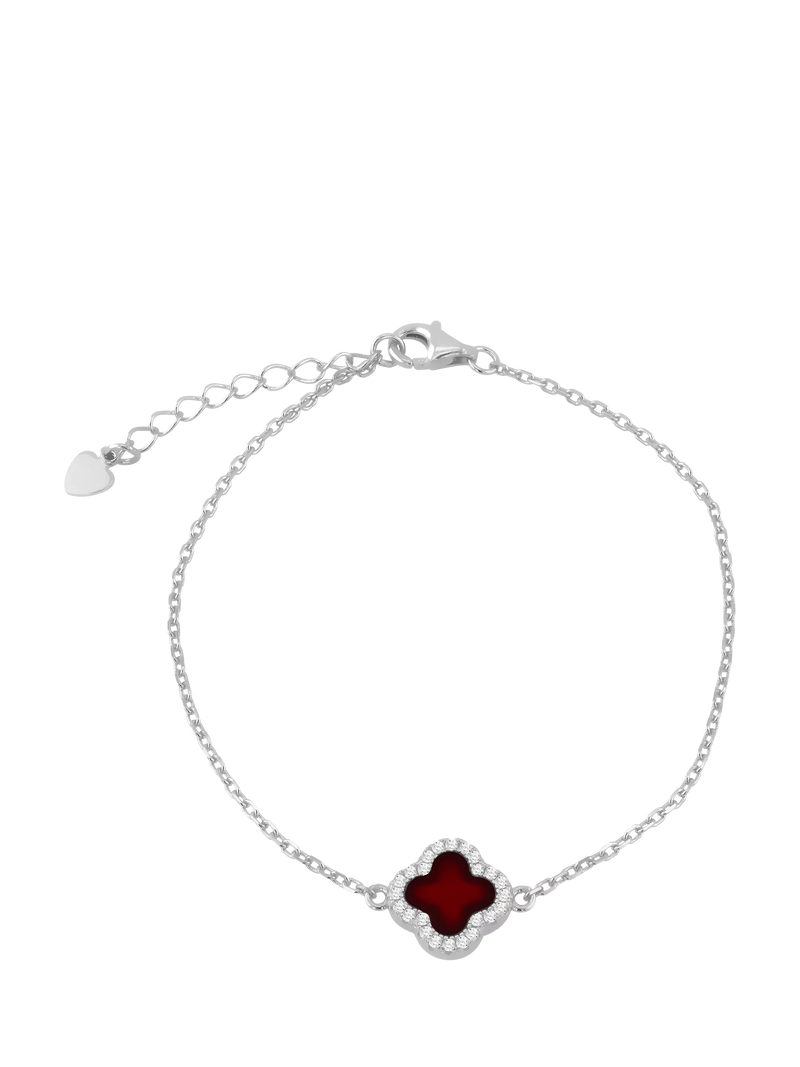 IBB red clover cubic zirconia bracelet (British brand)
