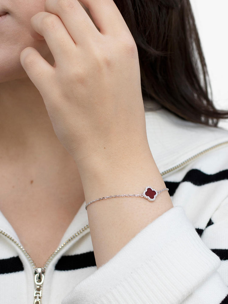 IBB red clover cubic zirconia bracelet (British brand)
