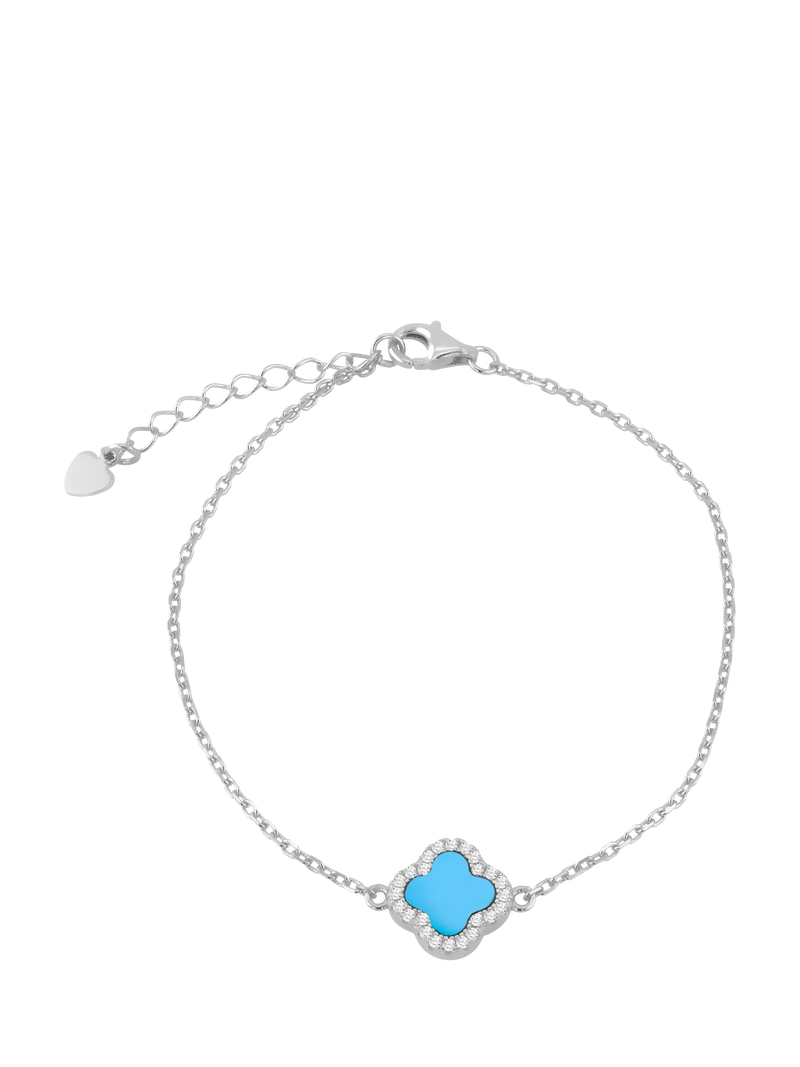 IBB turquoise clover cubic zirconia bracelet - British product