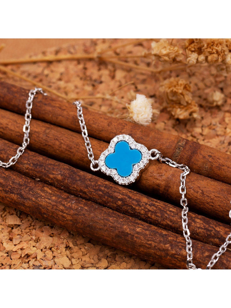 IBB turquoise clover cubic zirconia bracelet - British product