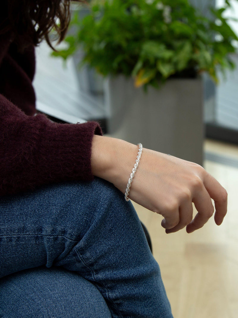 IBB sterling silver hollow rope chain bracelet, UK version
