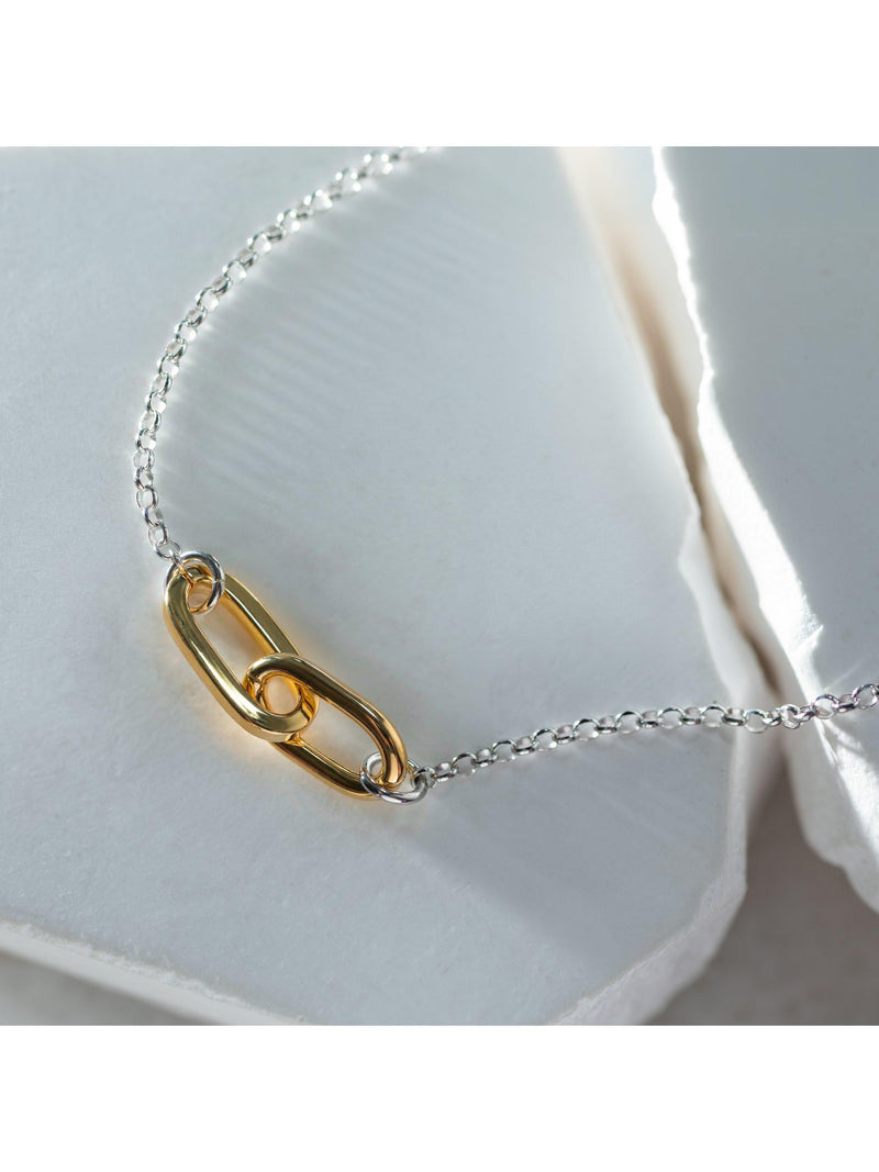 IBB two tone paper link bracelet sterling silver (British brand)
