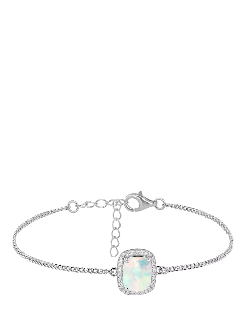 IBB opal cubic zirconia bracelet rhodium-plated sterling silver - British product