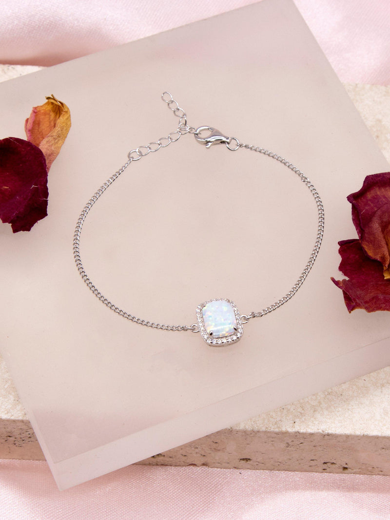 IBB opal cubic zirconia bracelet rhodium-plated sterling silver - British product