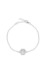 John Lewis IBB Round Cubic Zirconia Halo Charm Bracelet 16-19cm- Buy online at McGrocer
