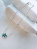 IBB Paua shell heart pendant bracelet 18-20cm - British product