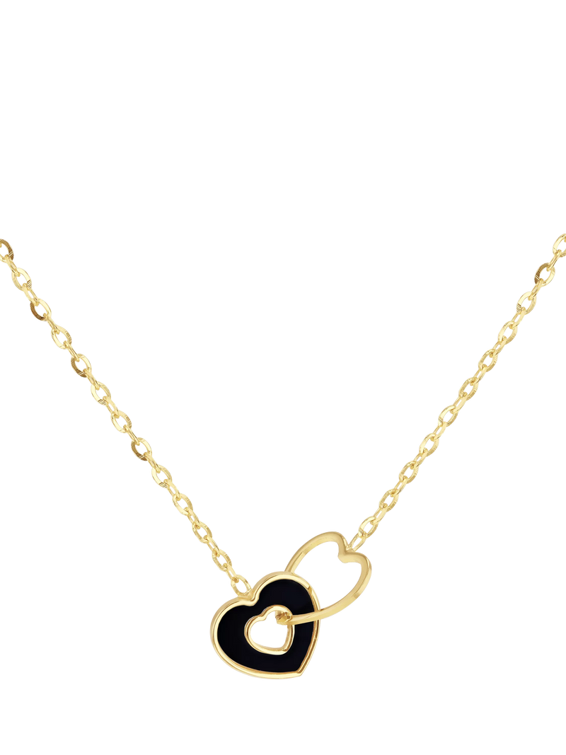 IBB 9ct yellow gold onyx heart pendant necklace, UK version