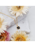 IBB 9ct yellow gold onyx petal pendant necklace, imported from the UK