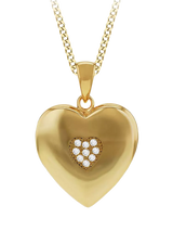 John Lewis IBB Cubic Zirconia Heart Locket Necklace, Gold- Buy online at McGrocer