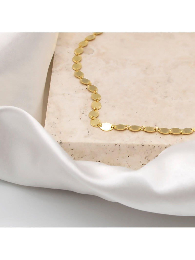 IBB starburst oval disc chain necklace gold, imported from the UK