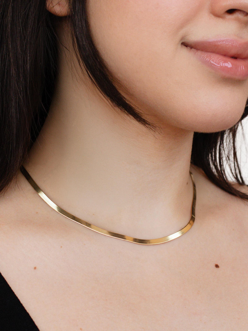 IBB triple herringbone gold necklace 41cm, imported from the UK