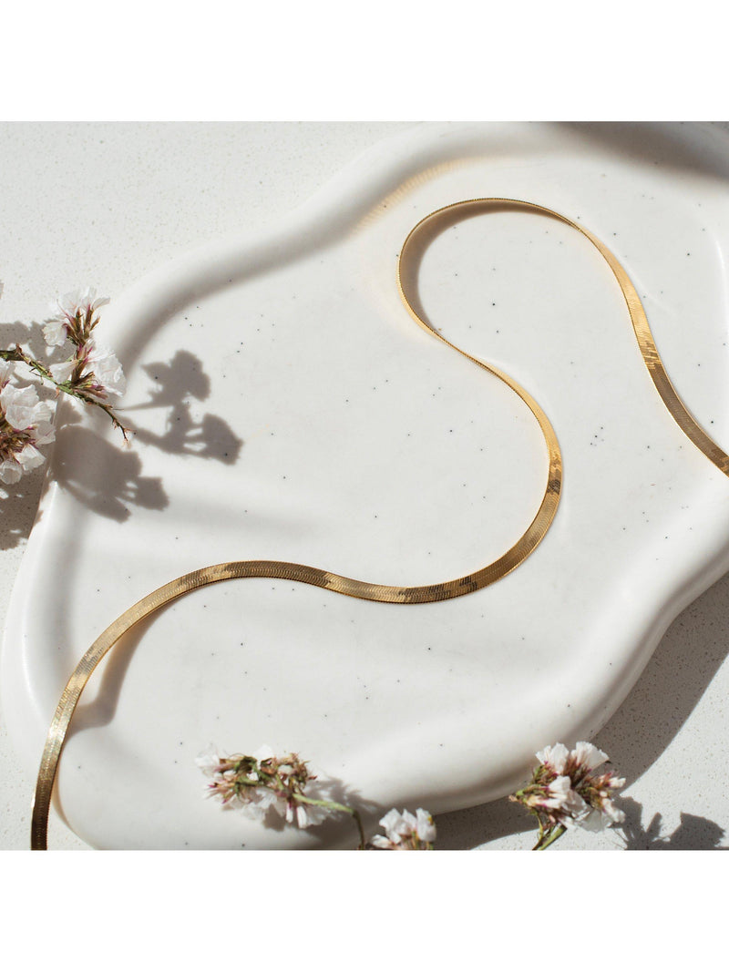 IBB triple herringbone gold necklace 41cm, imported from the UK
