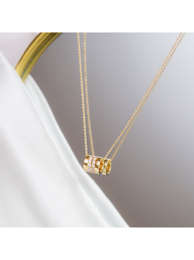 IBB 9ct yellow gold cubic zirconia ring necklace - British product