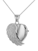 John Lewis IBB Sterling Silver Angel Wing Heart Locket Pendant Necklace- Buy online at McGrocer