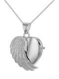 IBB sterling silver angel wing heart locket pendant necklace - British product