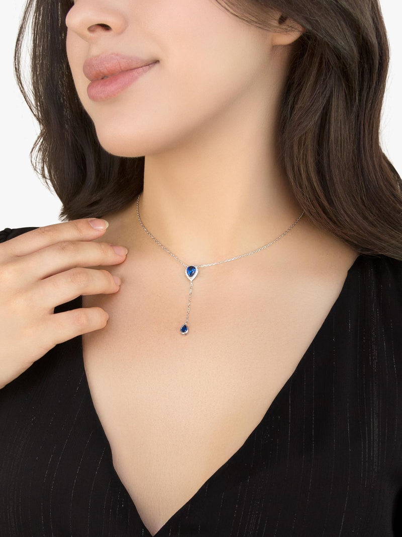 IBB cubic zirconia teardrop lariat necklace, imported from the UK