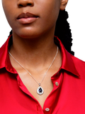 IBB blue and white cubic zirconia teardrop pendant necklace, imported from the UK