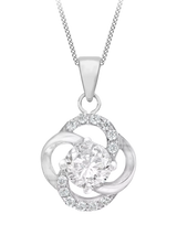John Lewis IBB Sterling Silver Cubic Zirconia Knot Pendant Necklace 41-46cm- Buy online at McGrocer