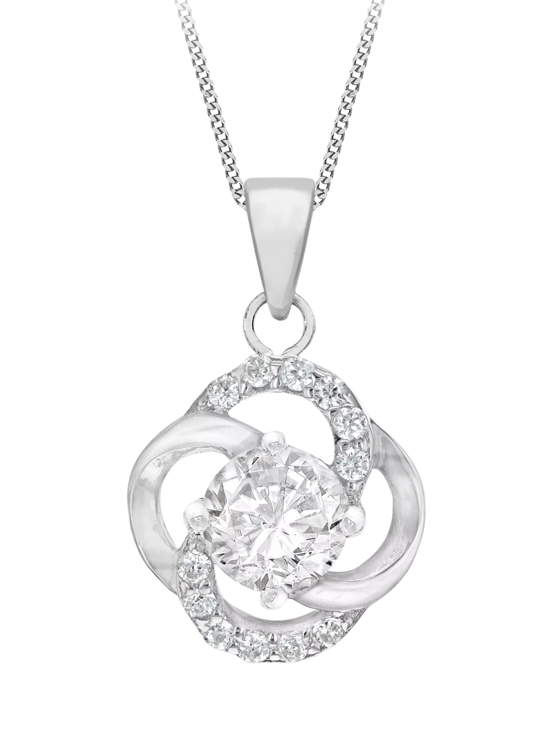 IBB sterling silver cubic zirconia knot pendant - British product