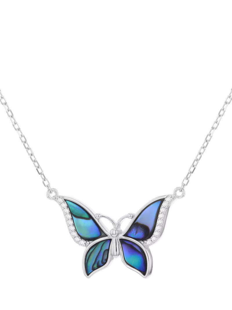 IBB Paua shell butterfly pendant necklace (British brand)