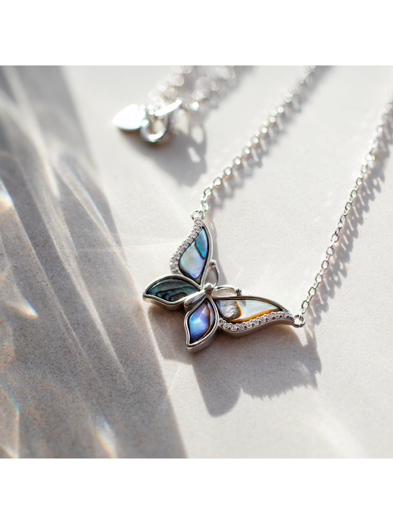 IBB Paua shell butterfly pendant necklace (British brand)