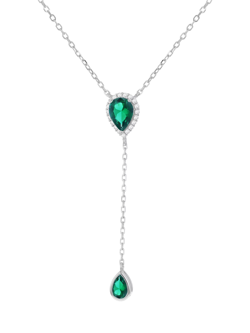 IBB cubic zirconia teardrop lariat necklace sterling silver, imported from the UK