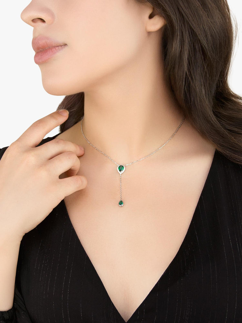 IBB cubic zirconia teardrop lariat necklace sterling silver, imported from the UK