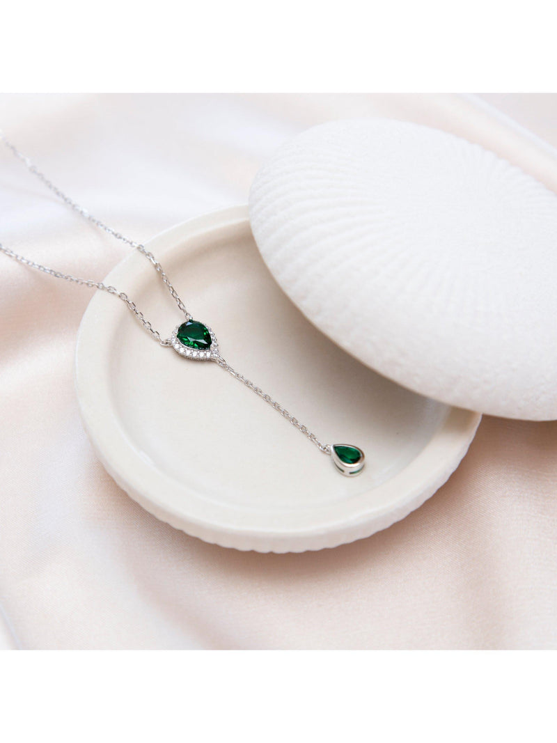 IBB cubic zirconia teardrop lariat necklace sterling silver, imported from the UK