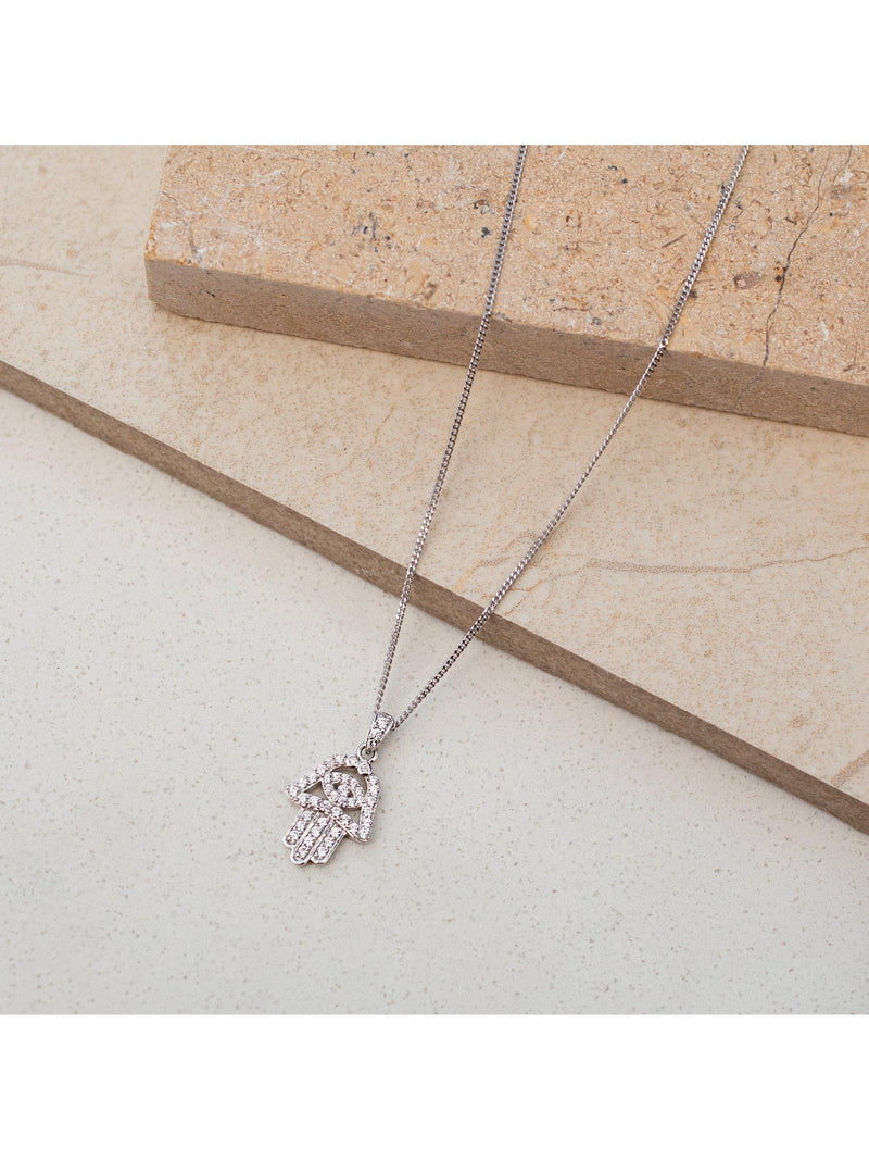 IBB Hamsa hand pendant sterling silver necklace, UK version
