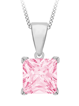 John Lewis IBB Sterling Silver Princess Cut Cubic Zirconia Pendant Necklace- Buy online at McGrocer