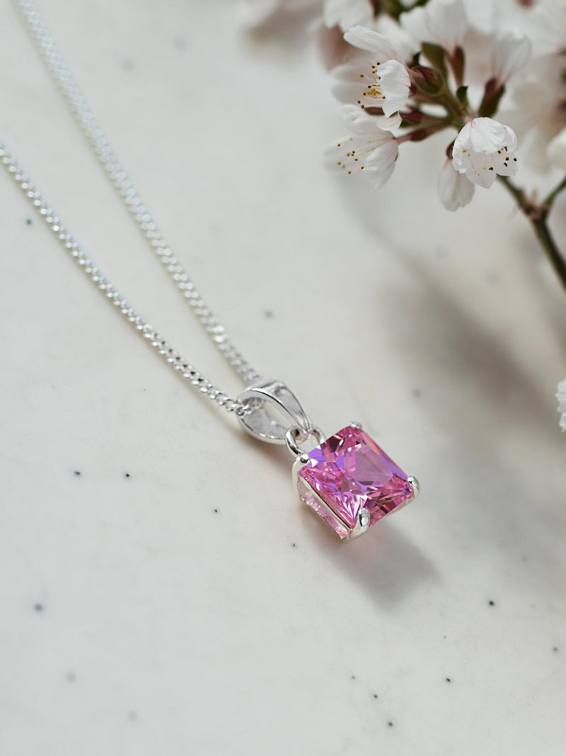 IBB sterling silver pendant pink cubic zirconia, UK version
