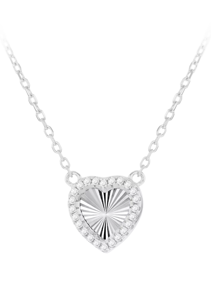 IBB cubic zirconia heart pendant necklace rhodium-plated sterling silver (British brand)