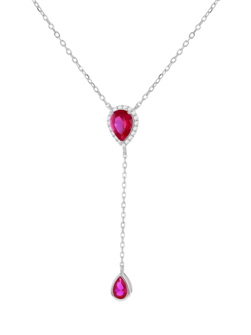 IBB teardrop lariat necklace with cubic zirconia 38-43cm, imported from the UK