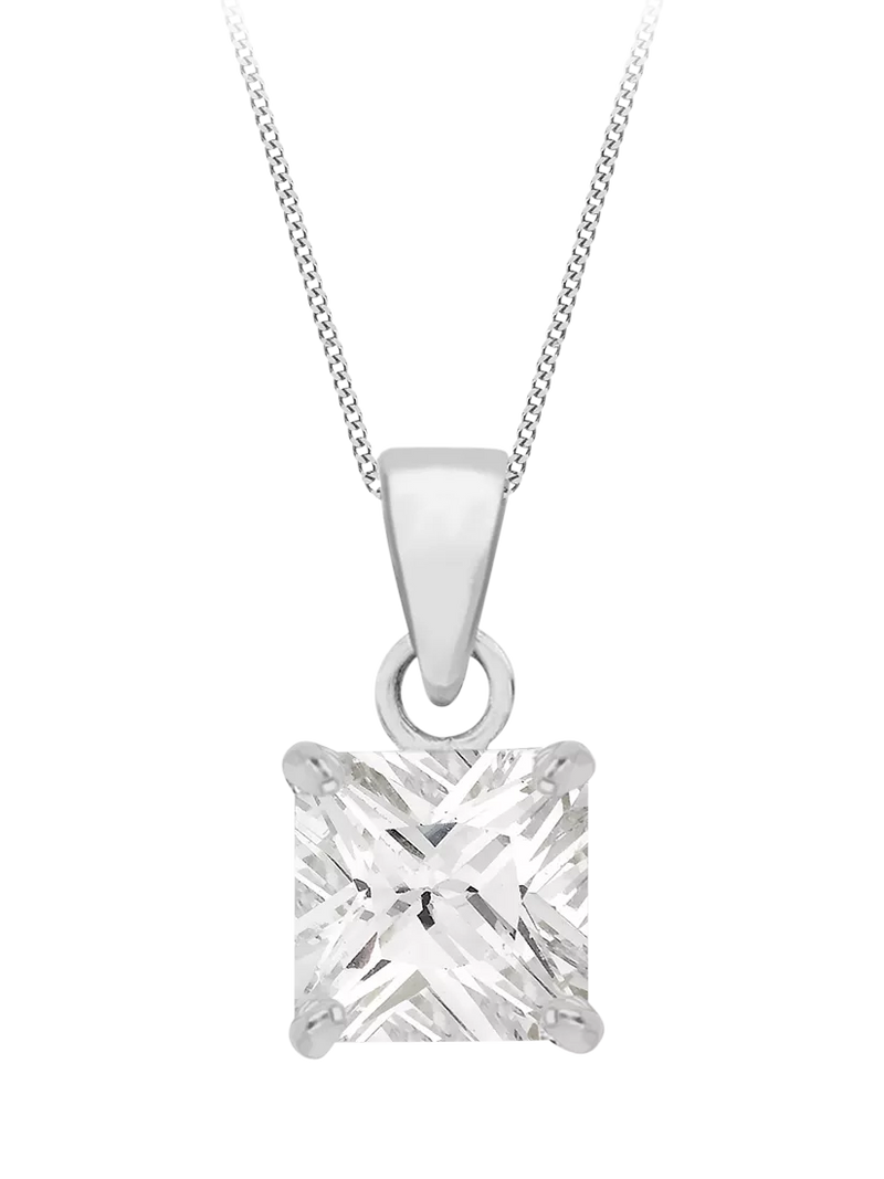 IBB sterling silver cubic zirconia square pendant necklace, UK version