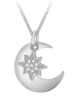 John Lewis IBB Sterling Silver Star and Moon Pendant Necklace- Buy online at McGrocer