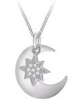 IBB sterling silver star and moon pendant necklace - British product