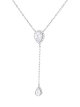 John Lewis IBB Cubic Zirconia Teardrop Lariat Necklace Silver 38-43cm- Buy online at McGrocer