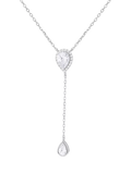 IBB cubic zirconia teardrop lariat necklace, silver, UK version