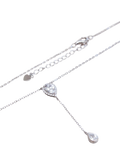 IBB cubic zirconia teardrop lariat necklace, silver, UK version